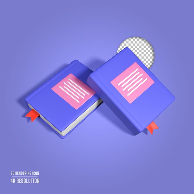 Icône isolé du livre d'illustration de rendu 3d