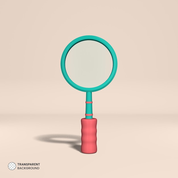 Icône loupe Rendu 3d isolé Ilustration