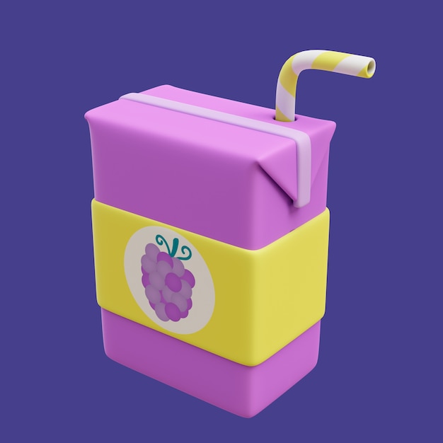 PSD gratuit icône de maternelle 3d avec boîte à jus