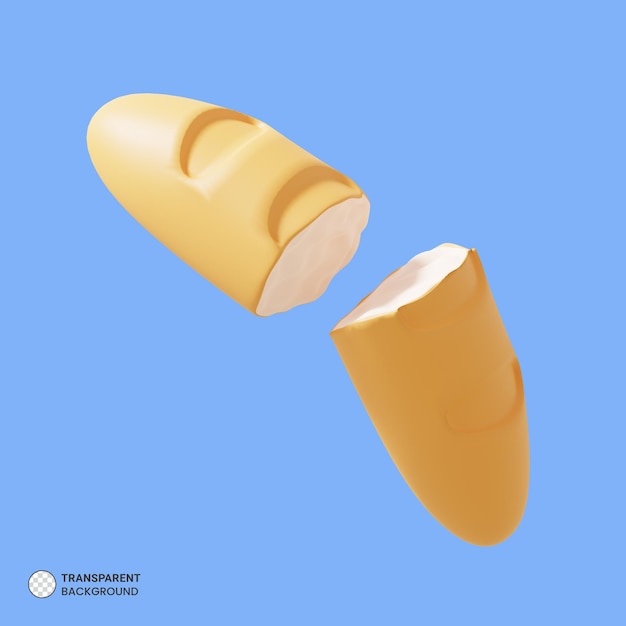 PSD gratuit icône de pain blanc isolé illustration de rendu 3d