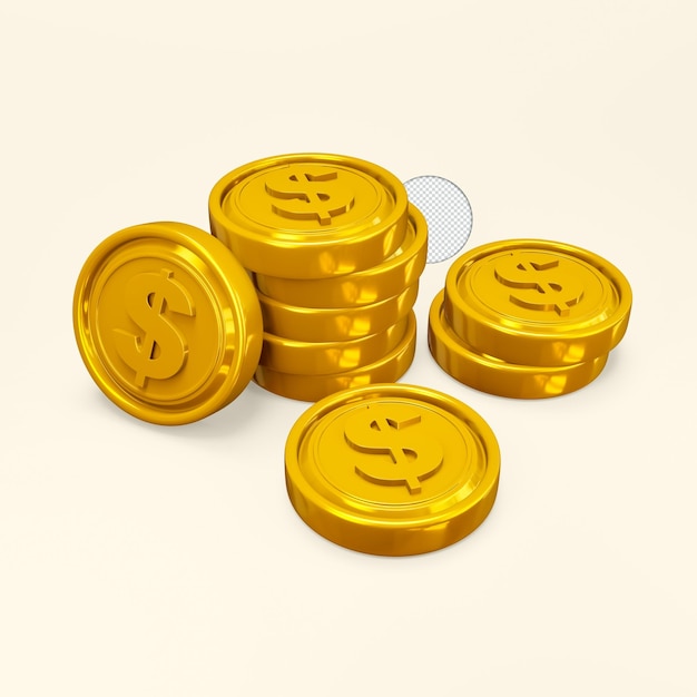 PSD gratuit icône de pièce d'or signe dollar rendu 3d isolé illustration