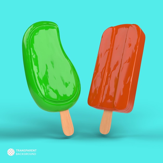 Icône De Popsicle Coloré Illustration De Rendu 3d Isolé