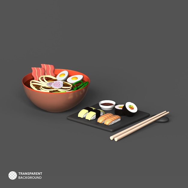 PSD gratuit icône ramen isolé rendu 3d ilustration