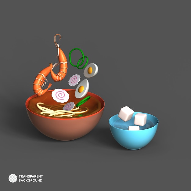 PSD gratuit icône ramen isolé rendu 3d ilustration