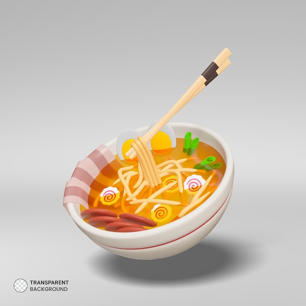 PSD gratuit icône ramen isolé rendu 3d ilustration