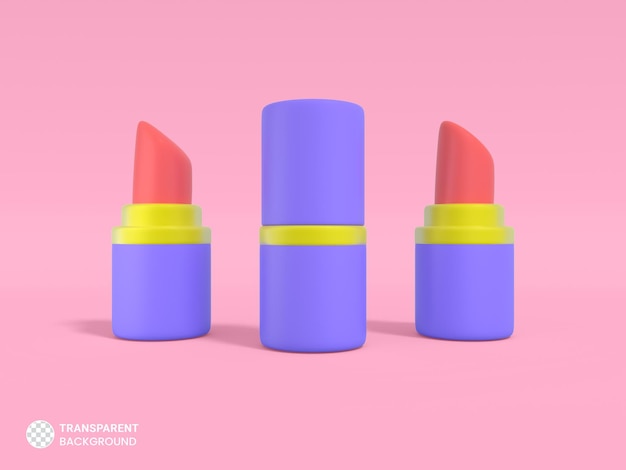 Icône de rouge à lèvres cosmétique Rendu 3d isolé Illustration