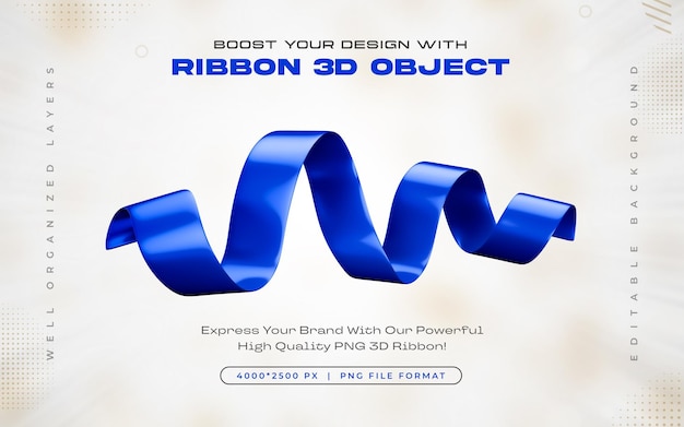 PSD gratuit icône de ruban bleu illustration de rendu 3d isolée