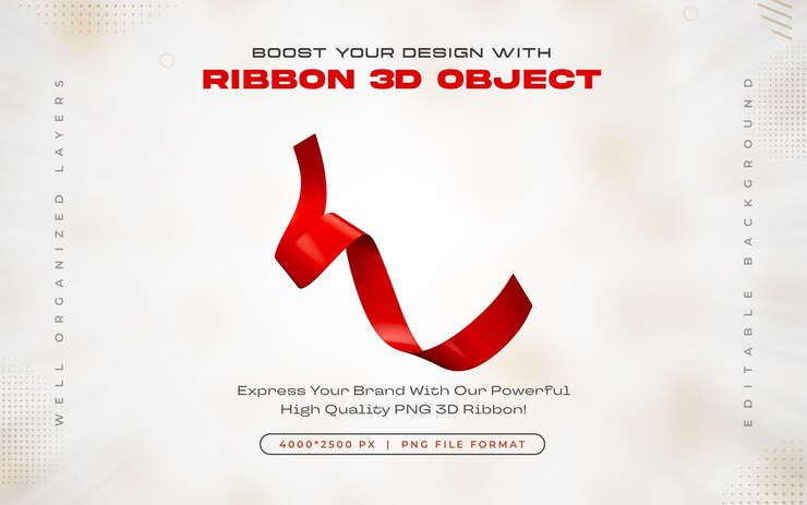 PSD gratuit icône de ruban rouge élégante illustration de rendu 3d isolée