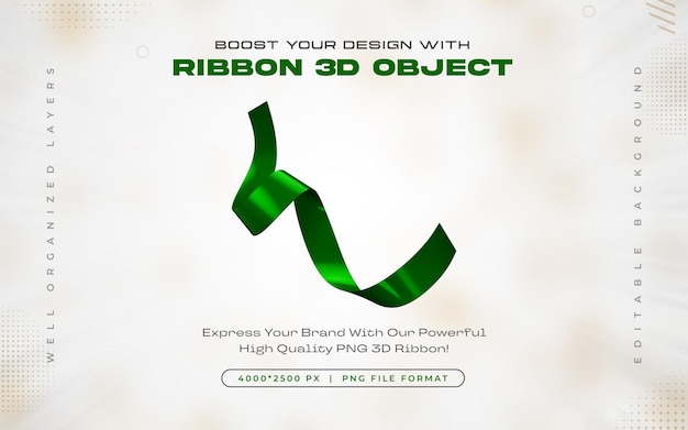 PSD gratuit icône de ruban vert illustration de rendu 3d isolée