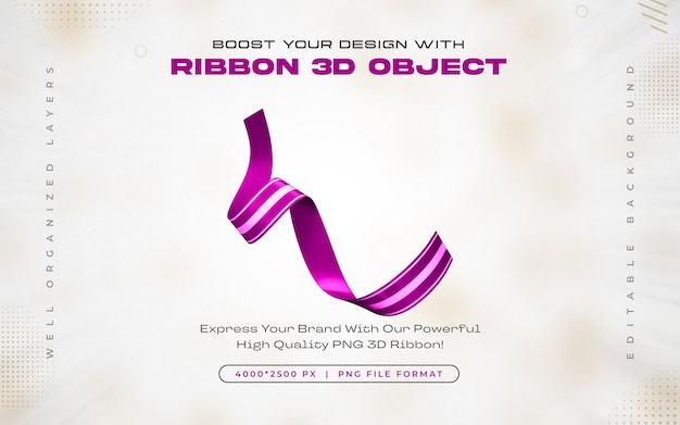 PSD gratuit icône de ruban violet isolée illustration de rendu 3d