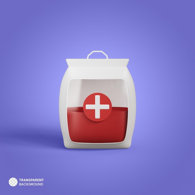 PSD gratuit icône de sac de sang médical illustration de rendu 3d isolée