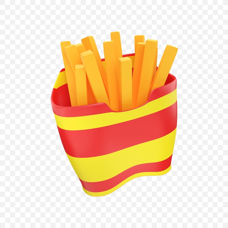 PSD gratuit icône de seau de frites illustration de rendu 3d isolée