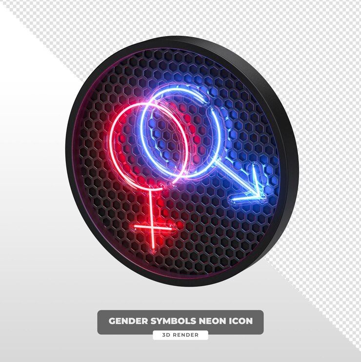 PSD gratuit icône de symbole de genre au néon dans le rendu 3d