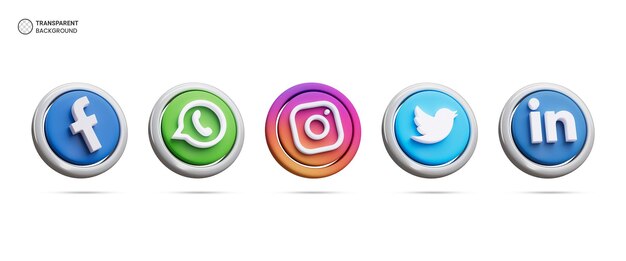 Les icônes de logo des médias sociaux isolées illustration de rendu 3D