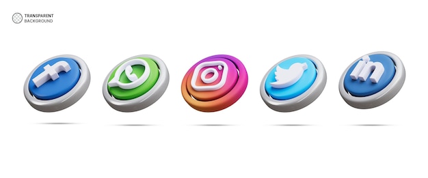 Les icônes de logo des médias sociaux isolées illustration de rendu 3D