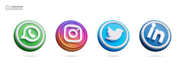 Les icônes de logo des médias sociaux isolées illustration de rendu 3D