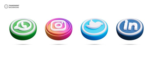 Les icônes de logo des médias sociaux isolées illustration de rendu 3D