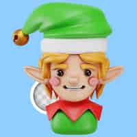 PSD gratuit illustration 3d de l'avatar d'elfe de noël