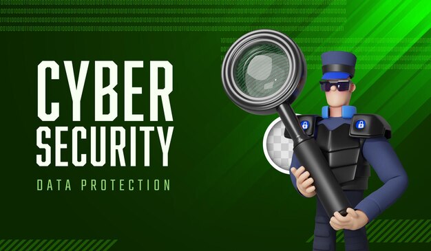 Illustration 3d de la bannière de sécurité cybernétique