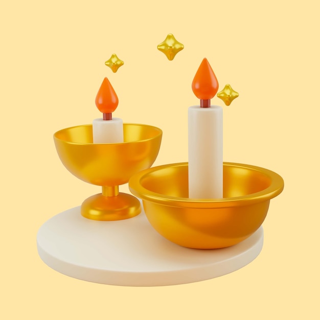 Illustration 3d Des Bougies Du Ramadan