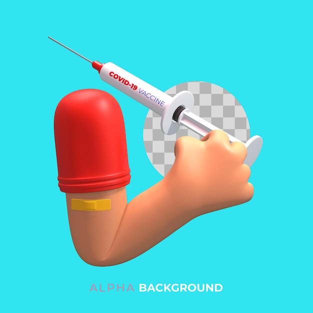 PSD gratuit illustration 3d. campagne de vaccination contre le covid