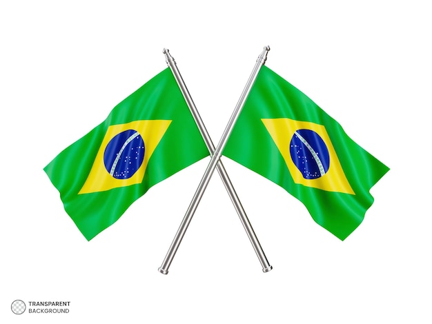 Illustration 3d du drapeau national du Brésil sur blanc