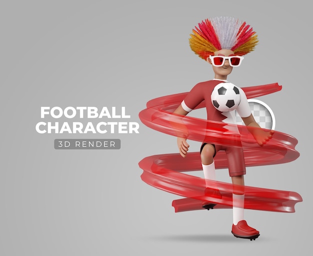 PSD gratuit illustration 3d du joueur de football du championnat du monde de football