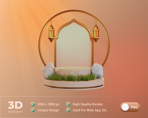 PSD gratuit illustration 3d du podium du ramadan islamique