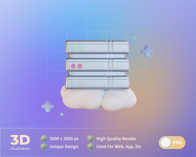 PSD gratuit illustration 3d du serveur de stockage en nuage