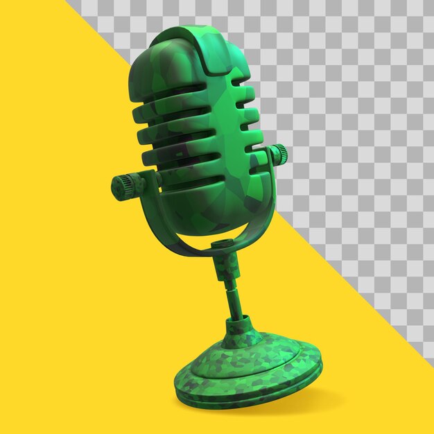 Illustration 3D du tracé de détourage du microphone couleur militaire