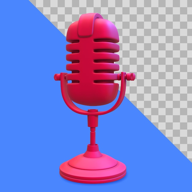 Illustration 3d Du Tracé De Détourage Du Microphone Rouge