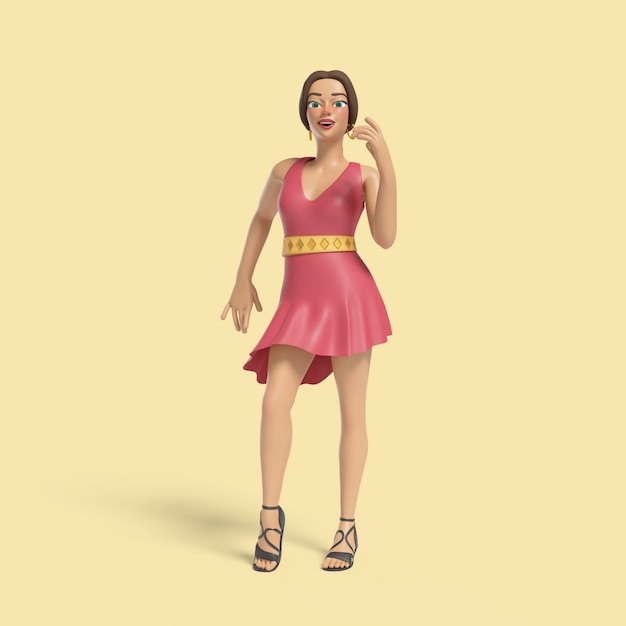 PSD gratuit illustration 3d d'une femme montrant une pose de danse