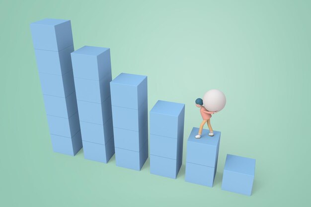 Illustration 3D d'une femme tenant des pièces d'or en se tenant debout sur une montre