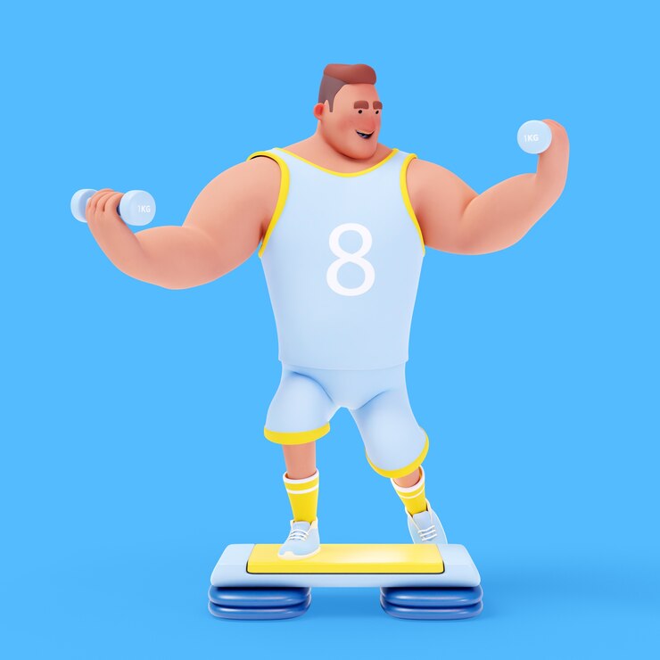 PSD gratuit illustration 3d d'un homme athlétique faisant des activités sportives