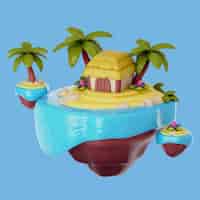 PSD gratuit illustration 3d avec une île flottante