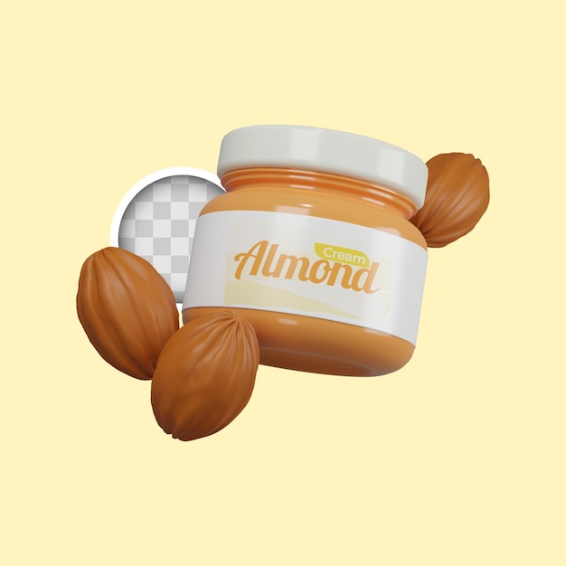 PSD gratuit illustration 3d de nourriture saine aux amandes grasses