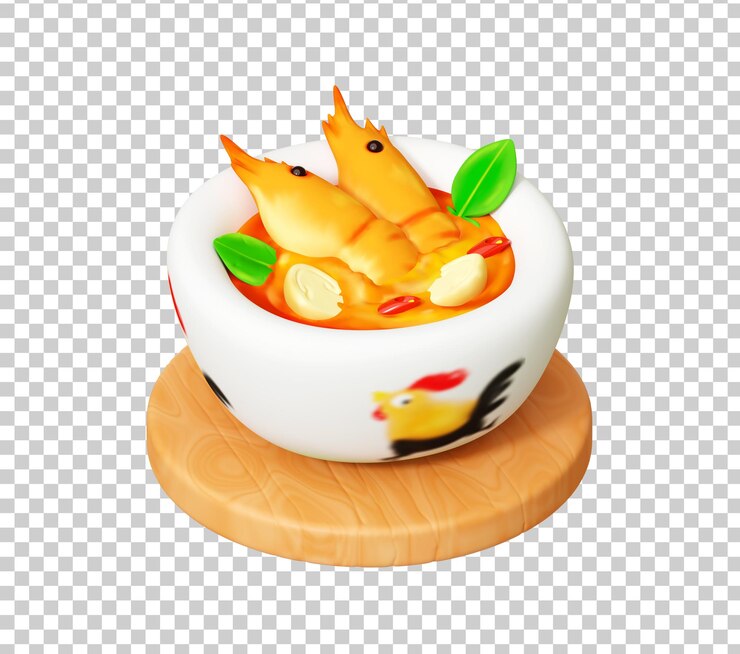 PSD gratuit l'illustration 3d de la nourriture thaïlandaise tom yum kung