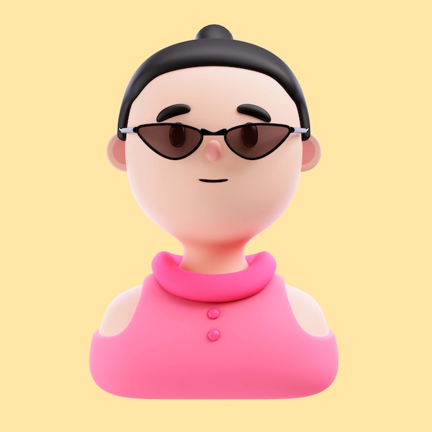 Illustration 3D d'une personne avec des lunettes de soleil