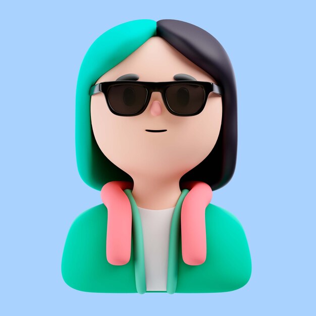 Illustration 3D d'une personne avec des lunettes de soleil