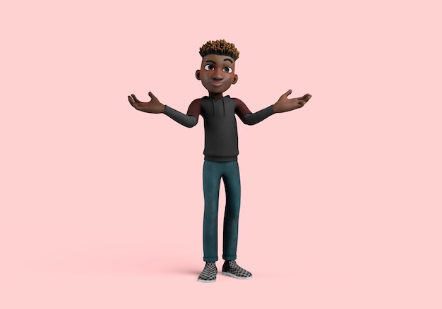 Illustration 3d De La Pose De Personnage Masculin Semblant Désemparée