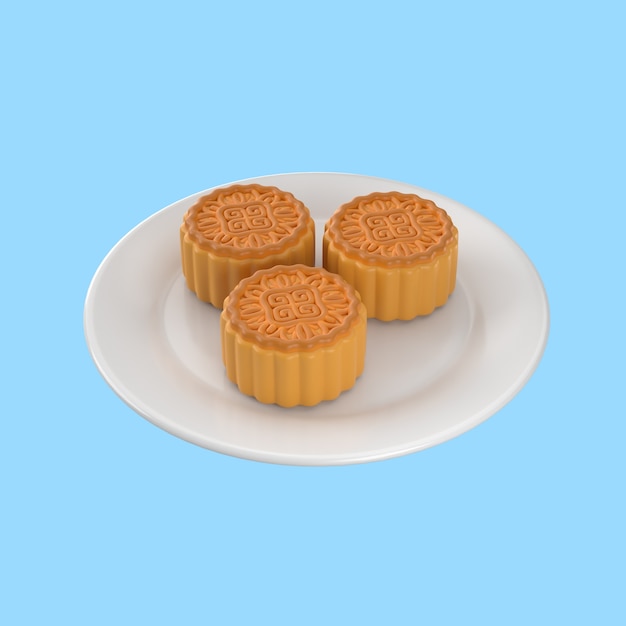 PSD gratuit illustration 3d pour la célébration du festival de la mi-automne avec des biscuits