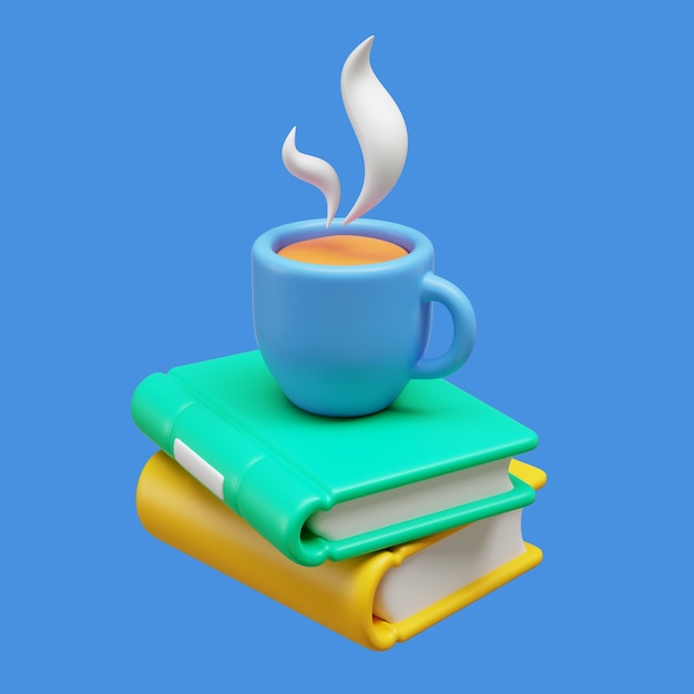 PSD gratuit illustration 3d pour la lecture avec des livres essentiels