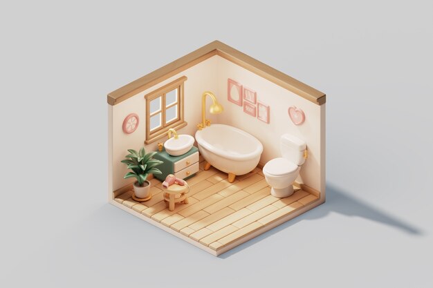 Illustration 3D de la salle isométrique