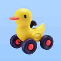 PSD gratuit illustration 3d d'une voiture de canard jouet pour enfants