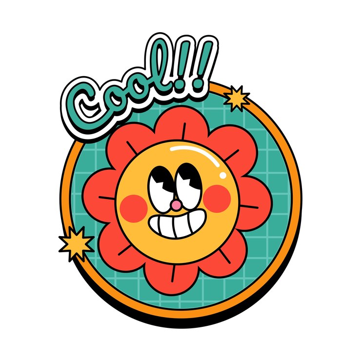 PSD gratuit illustration d'autocollant de dessin animé rétro
