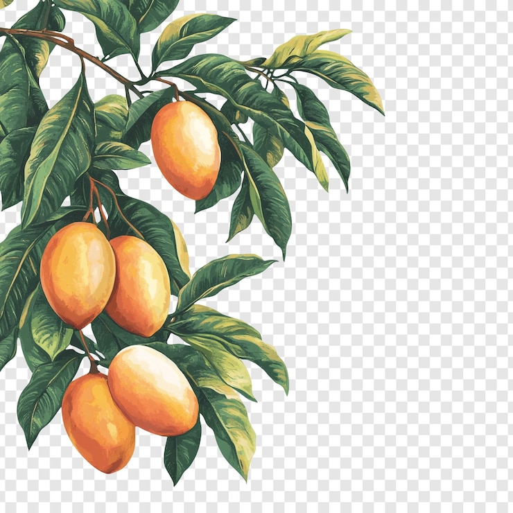 PSD gratuit l'illustration d'une branche de mangue vibrante