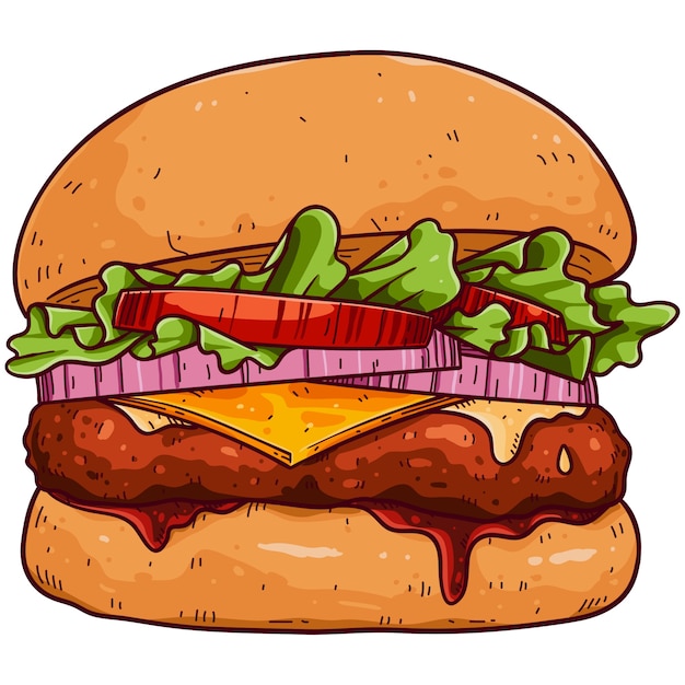 Illustration de burger dessiné à la main
