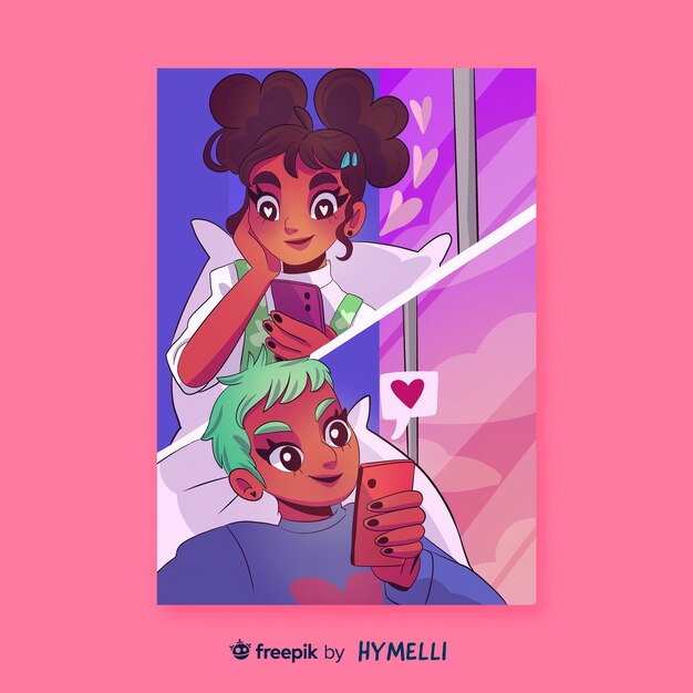 Illustration de célébration de la saint-valentin avec couple textos