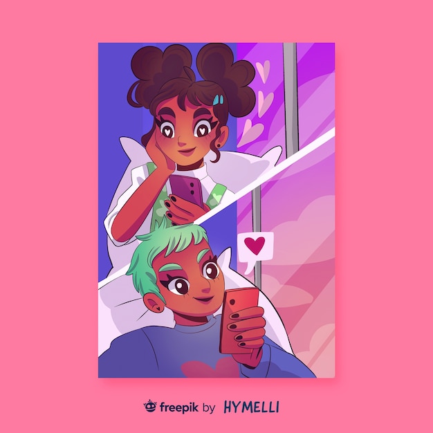 Illustration de célébration de la saint-valentin avec couple textos