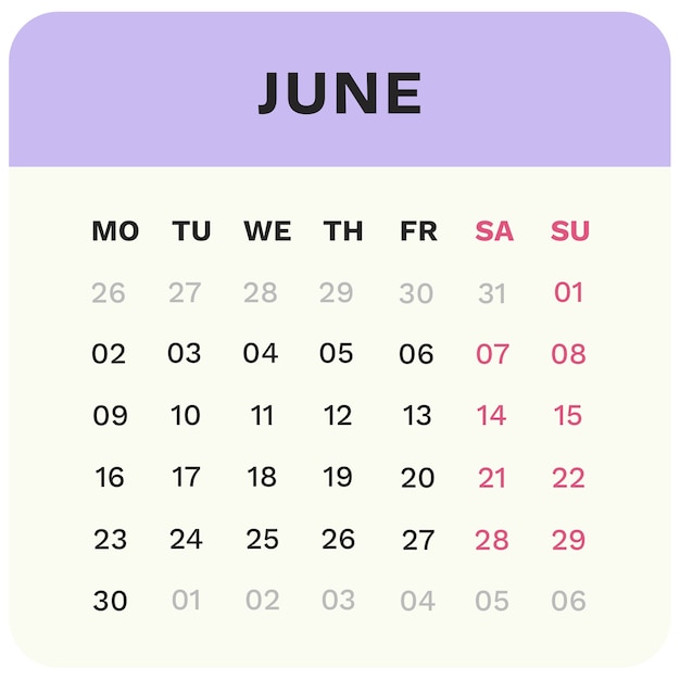 Illustration du calendrier mensuel pour 2025